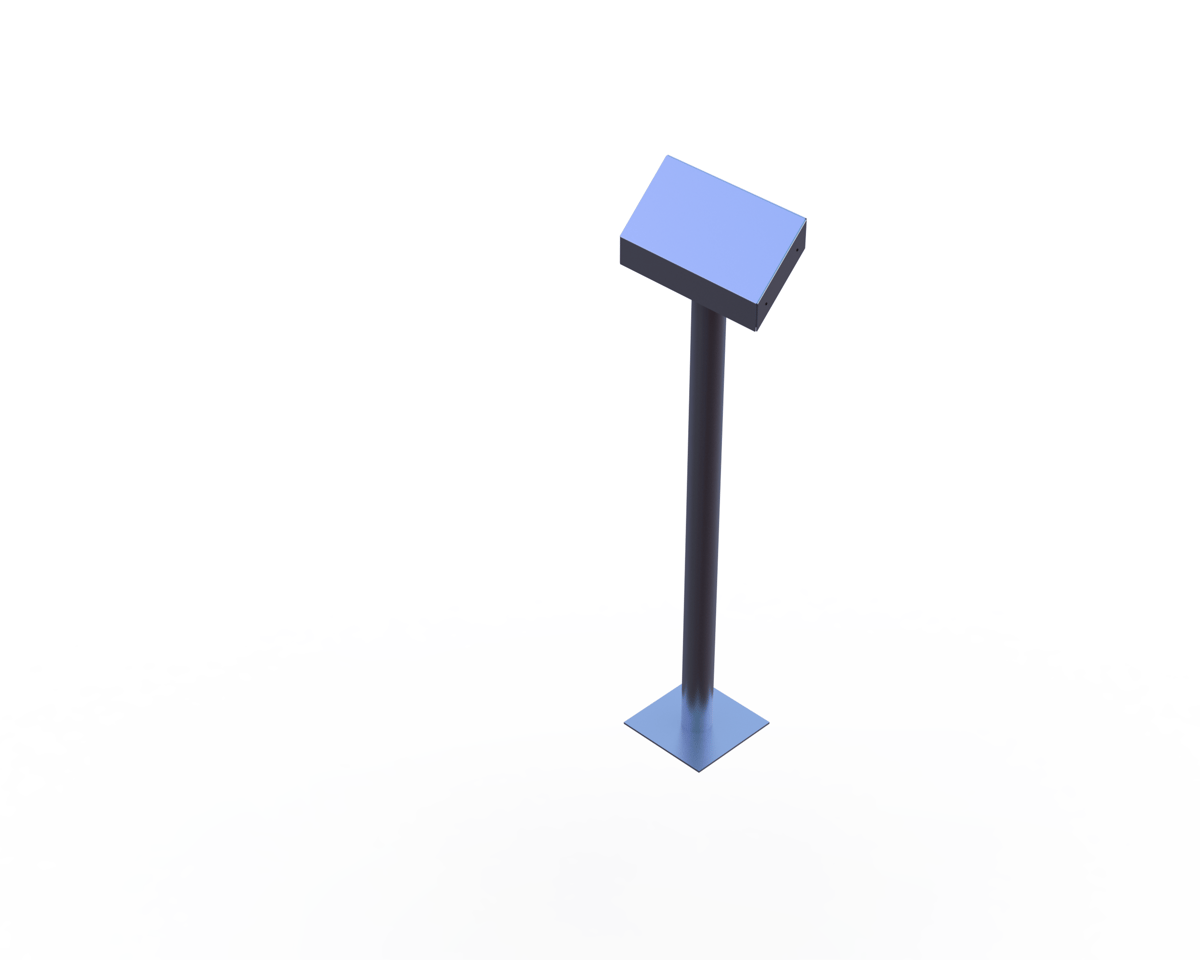 Single post inclined tray